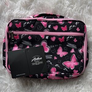 Pink and Black Butterfly Lunch Bag
